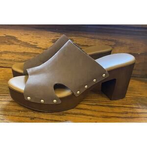 A. GIANNETTI ITALY Women's 9, 40 Brown Leather Open Toe Heels Studs Sandal Shoes